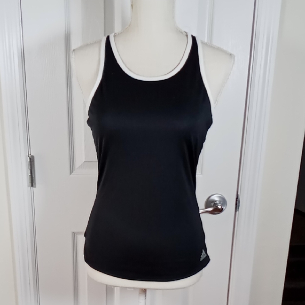 Adidas Climalite Racer Back Activewear Top Black/White Size Small
